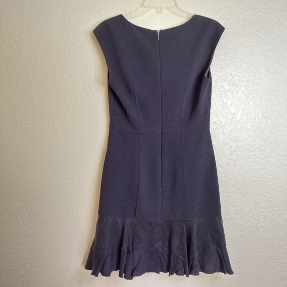 REBECCA TAYLOR Stacy Fit-&-Flare Flounce Black contrast skirt sleeveless Dress 6 - Picture 7 of 10